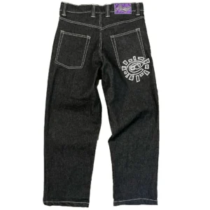 Always Vintage Sun Pattern Straight Denim Jeans