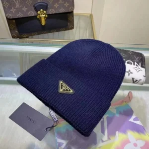 Prada Classic Beanie Hat with Logo Badge