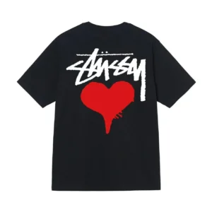 Stussy Heart Pattern Classic Black T-Shirt
