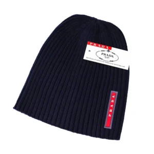 Prada Timeless Ribbed Knit Beanie Hat