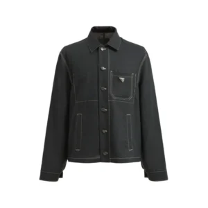 Prada Classic Denim Jacket with Contrast Stitches