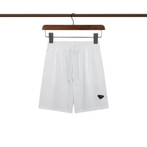 Prada Timeless White Logo Patch Shorts