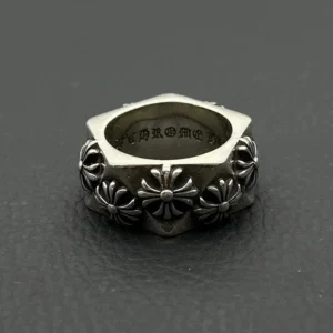 Chrome Hearts Hexagon Ring with Floral Engraving