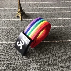 Vibrant Rainbow Canvas Belt - Chic Style