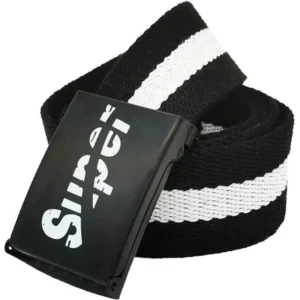 Chic Striped Canvas Belt with Bold Buckle